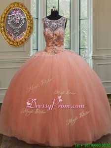 Fantastic Sleeveless Lace Up Floor Length Beading and Sequins Sweet 16 Quinceanera Dress