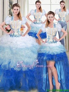 Super Floor Length Multi-color Quince Ball Gowns Sweetheart Sleeveless Lace Up