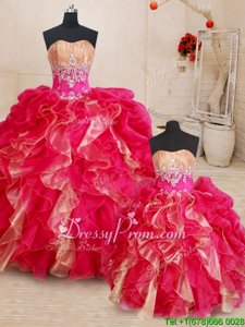 Top Selling Organza Sweetheart Sleeveless Lace Up Beading and Ruffles Sweet 16 Quinceanera Dress inMulti-color
