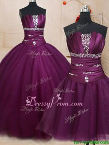 Stylish Sleeveless Lace Up Floor Length Beading 15th Birthday Dress