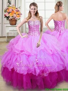 Adorable Multi-color Sleeveless Organza Lace Up Sweet 16 Dress forMilitary Ball and Sweet 16 and Quinceanera