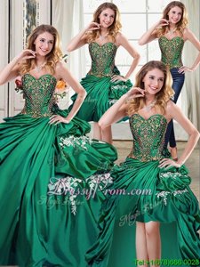 Fantastic Floor Length Ball Gowns Sleeveless Dark Green Ball Gown Prom Dress Lace Up