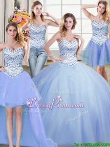 Popular Sleeveless Lace Up Floor Length Beading Quinceanera Gowns