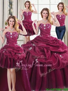 Attractive Burgundy Sleeveless Beading and Appliques and Pick Ups Floor Length Sweet 16 Dresses