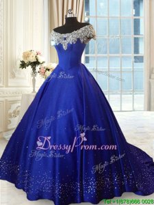 Chic Lace Up Sweet 16 Dress Royal Blue and In forMilitary Ball and Sweet 16 and Quinceanera withBeading and Lace