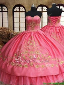 Romantic Spring and Summer and Fall and Winter Organza and Taffeta Sleeveless Floor Length Quinceanera Gowns andBeading and Embroidery