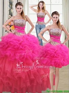 Shining Ball Gowns Sweet 16 Quinceanera Dress Multi-color Strapless Organza Sleeveless Floor Length Lace Up
