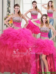 Captivating Strapless Sleeveless Lace Up Quinceanera Gowns Multi-color Organza