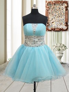 Decent Sleeveless Zipper Mini Length Beading Dress for Prom