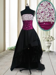 Sophisticated Sleeveless Lace Up High Low Beading Prom Dress