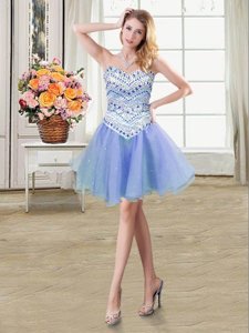 Sumptuous Sleeveless Lace Up Mini Length Beading Prom Dress