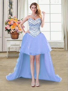 Lavender Sweetheart Lace Up Beading Prom Dress Sleeveless