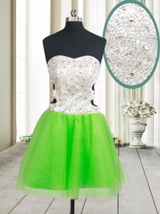 Zipper Sweetheart Beading and Sequins Prom Dress Tulle Sleeveless