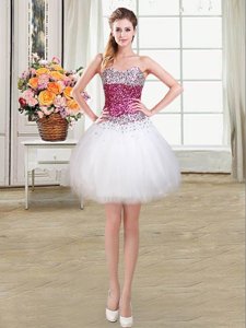 Eye-catching Mini Length Multi-color Prom Dresses Organza Sleeveless Beading and Appliques and Ruffles