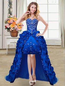 Sophisticated Sleeveless Lace Up High Low Beading and Embroidery and Pick Ups Homecoming Dress