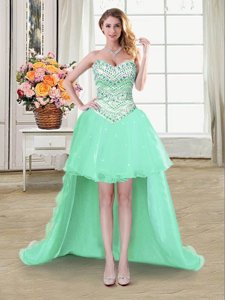 Adorable Apple Green Sweetheart Neckline Beading Prom Evening Gown Sleeveless Lace Up
