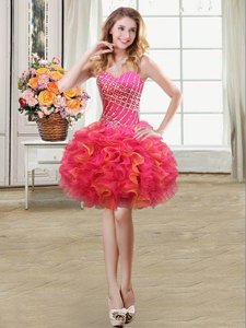 Beautiful Mini Length Multi-color Prom Gown Sweetheart Sleeveless Lace Up
