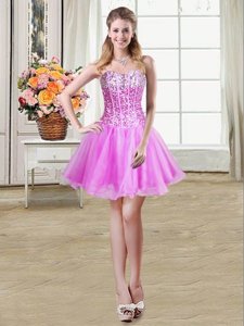 Exceptional Mini Length Lace Up Prom Dresses Lilac and In for Prom and Party with Sequins