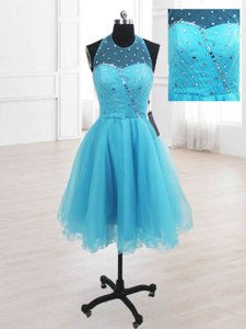 Classical Organza Sleeveless Knee Length Prom Gown and Sequins