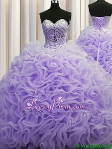 Hot Selling Ball Gowns Sleeveless Lavender Quinceanera Dress Brush Train Lace Up