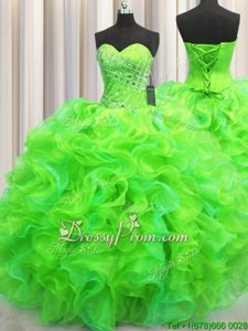 New Arrival Multi-color Sleeveless Organza Lace Up 15th Birthday Dress forMilitary Ball and Sweet 16 and Quinceanera