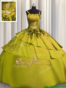 Most Popular Yellow Green Lace Up Ball Gown Prom Dress Beading and Embroidery Sleeveless Floor Length