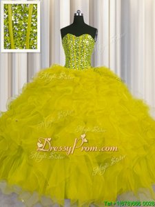 Ball Gowns 15 Quinceanera Dress Olive Green Sweetheart Tulle Sleeveless Floor Length Lace Up