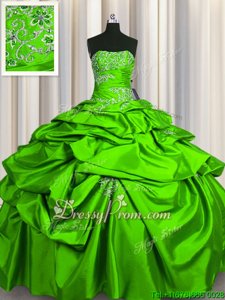 Delicate Floor Length Ball Gowns Sleeveless Spring Green Sweet 16 Dresses Lace Up