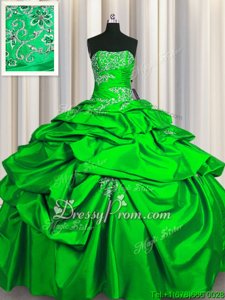 Affordable Sleeveless Lace Up Floor Length Appliques and Pick Ups 15th Birthday Dress
