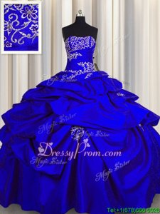 Flare Royal Blue Sleeveless Taffeta Lace Up Quinceanera Gowns forMilitary Ball and Sweet 16 and Quinceanera