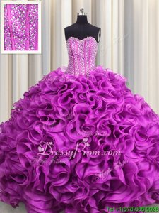 Super Sleeveless Beading and Ruffles Lace Up 15 Quinceanera Dress