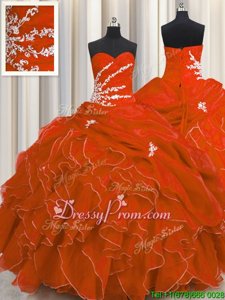 Eye-catching Sweetheart Sleeveless Organza Quinceanera Gowns Beading and Appliques and Ruffles Lace Up