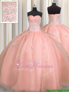 Simple Watermelon Red Organza Zipper 15th Birthday Dress Sleeveless Floor Length Beading and Appliques