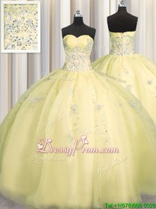Sweetheart Sleeveless Organza Ball Gown Prom Dress Beading and Appliques Zipper
