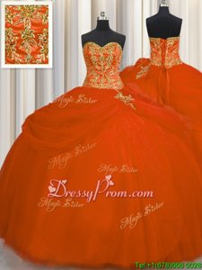 Custom Made Orange Sleeveless Floor Length Beading Lace Up Quinceanera Gown