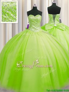 Spring and Summer and Fall and Winter Tulle Sleeveless Floor Length Quinceanera Gowns andBeading
