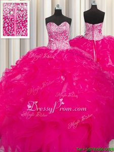 On Sale Sleeveless Beading and Ruffles Lace Up Sweet 16 Quinceanera Dress
