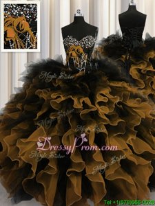 Multi-color Quinceanera Gowns Military Ball and Sweet 16 and Quinceanera and For withBeading and Ruffles Sweetheart Sleeveless Lace Up