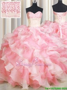 Hot Sale Multi-color Sweetheart Neckline Beading and Ruffles Vestidos de Quinceanera Sleeveless Lace Up