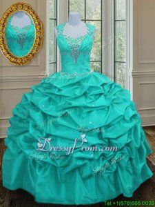 Wonderful Sleeveless Lace Up Floor Length Beading and Pick Ups Quinceanera Dress