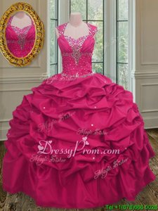 Free and Easy Floor Length Ball Gowns Sleeveless Hot Pink Quinceanera Dress Lace Up