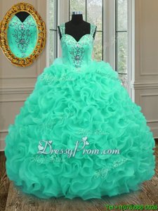 Comfortable Sleeveless Beading and Ruffles Zipper Quinceanera Dress