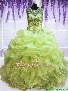 Sexy Sleeveless Beading and Pick Ups Lace Up Quinceanera Dresses