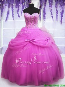 Attractive Lilac Sleeveless Tulle Lace Up Sweet 16 Quinceanera Dress forMilitary Ball and Sweet 16 and Quinceanera