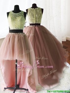 Fabulous With Train Baby Pink Sweet 16 Dress Scoop Sleeveless Brush Train Zipper