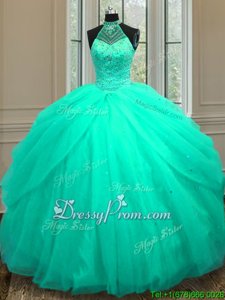 Floor Length Ball Gowns Sleeveless Turquoise Vestidos de Quinceanera Lace Up