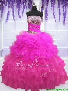 Discount Floor Length Multi-color Vestidos de Quinceanera Strapless Sleeveless Lace Up