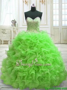 Spring Green Ball Gown Prom Dress Sweetheart Sleeveless Sweep Train Lace Up