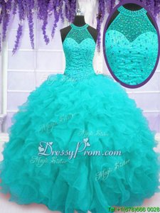 Popular Sleeveless Beading and Ruffles Lace Up Quinceanera Dresses