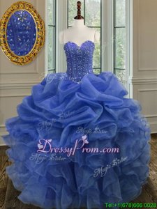 Fantastic Sleeveless Beading and Ruffles Lace Up 15th Birthday Dress